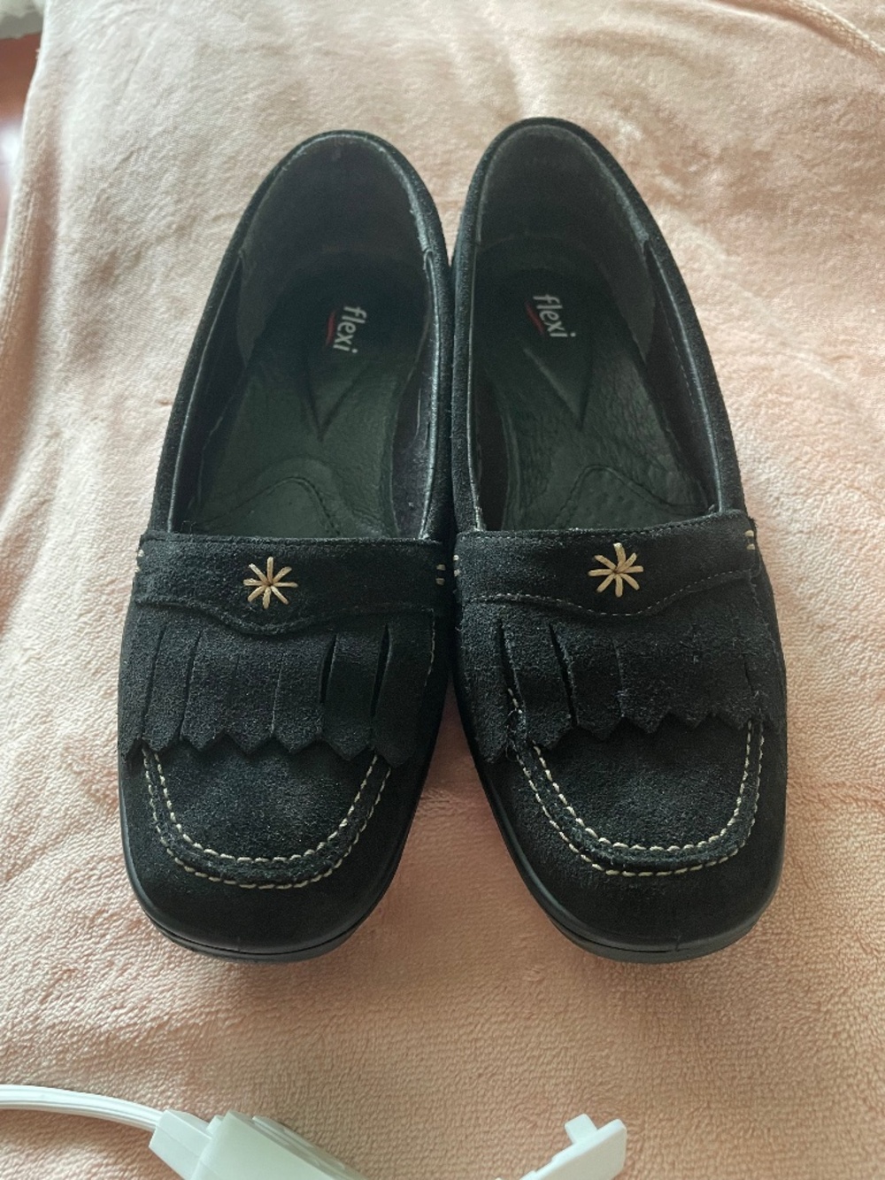 Flexi black suede shoes, 7 US